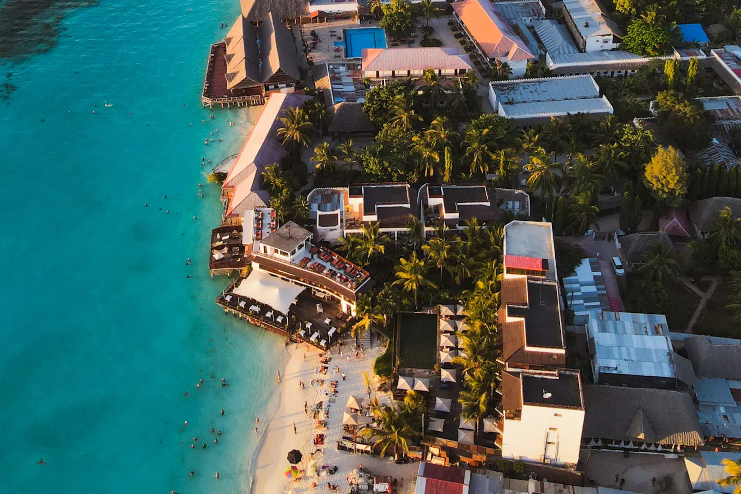 Aerial view of Nungwi coastline, Zanzibar