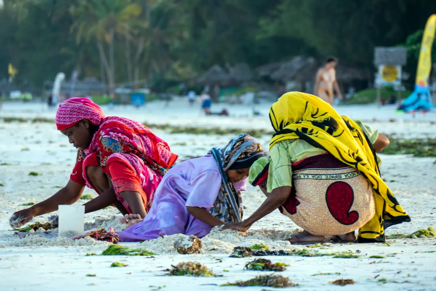 People on the shore at Paje, Zanzibar